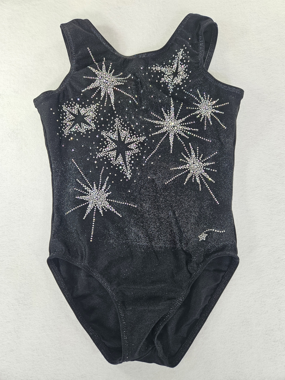 Destira Gymnastics Leotard Starry Nights Childs Large Rhinestone Stars